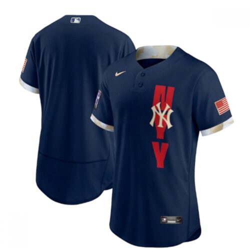 6863383b2a9c4_1 Men's New York Yankees Blank 2021 Navy All-Star Flex Base Stitched MLB Jersey