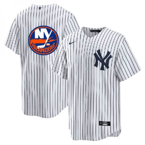 6863385429c47_1 Men's New York Yankees & islanders White Cool Base Stitched Jersey