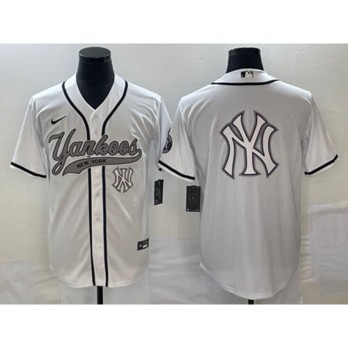 68633856a6e69_1 Men's New York Yankees White Team Big Logo Cool Base Stitched Baseball Jersey