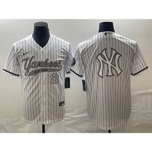 6863385bb3050_1 Men's New York Yankees White Team Big Logo Cool Base With Patch Stitched Baseball Jersey