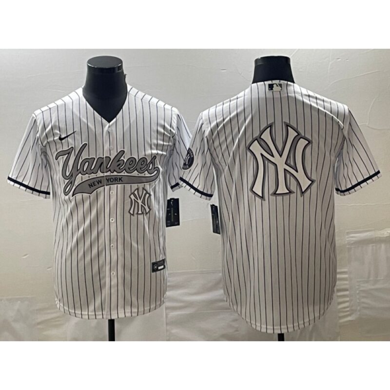 6863385bb3050_1 Men's New York Yankees White Team Big Logo Cool Base With Patch Stitched Baseball Jersey