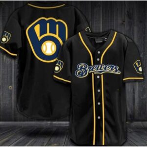 68633874459a7_1 Men's Milwaukee Brewers Black Cool Base Stitched Jersey