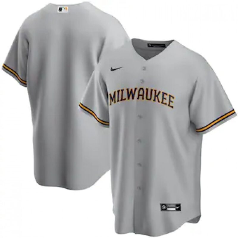 6863388b0d1ab_1 Men's Milwaukee Brewers Blank Grey Cool Base Stitched Jersey