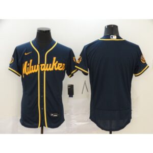 6863389004f58_1 Men's Milwaukee Brewers Blank Navy Flex Base Stitched MLB Jersey