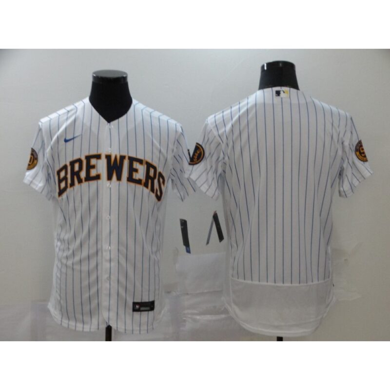 6863389f3c7a8_1 Men's Milwaukee Brewers Blank White Flex Base Stitched MLB Jersey