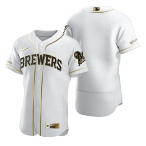 686338a425249_1 Men's Milwaukee Brewers Blank 2020 White Golden Flex Base Stitched MLB Jersey