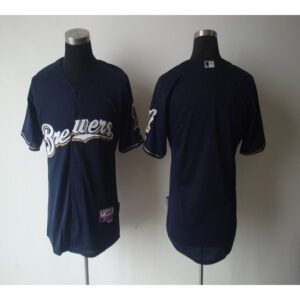 686338ba32d8d_1 Brewers Blank Blue Cool Base Stitched MLB Jersey
