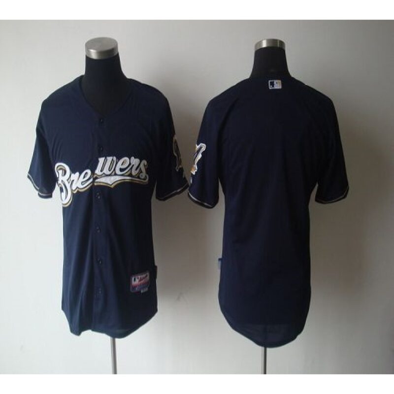 686338ba32d8d_1 Brewers Blank Blue Cool Base Stitched MLB Jersey