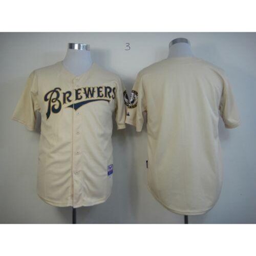 686338c1ab35a_1 Brewers Blank Cream YOUNinorm Cool Base Stitched MLB Jersey