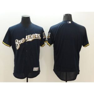 686338c6b5a27_1 Brewers Blank Navy Blue Flexbase Authentic Collection Stitched MLB Jersey