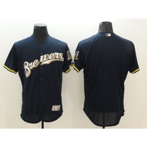 686338c6b5a27_1 Brewers Blank Navy Blue Flexbase Authentic Collection Stitched MLB Jersey