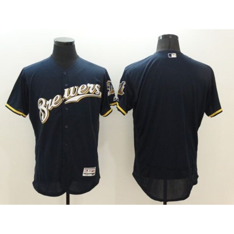 686338c6b5a27_1 Brewers Blank Navy Blue Flexbase Authentic Collection Stitched MLB Jersey