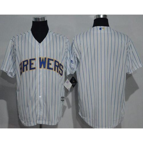 686338d0c614e_1 Brewers Blank White(Blue Strip) New Cool Base Stitched MLB Jersey