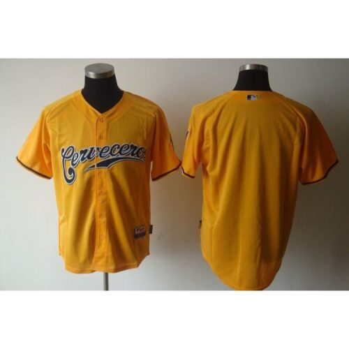 686338d35dac0_1 Brewers Blank Yellow Cerveceros Cool Base Stitched MLB Jersey