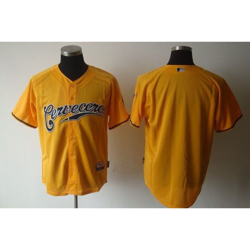 686338d35dac0_1 Brewers Blank Yellow Cerveceros Cool Base Stitched MLB Jersey