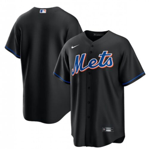 686338db287cb_1 Men's New York Mets Blank 2022 Black Cool Base Stitched Baseball Jersey