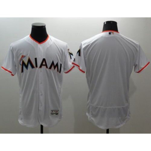 6863392e990e2_1 marlins Blank White Flexbase Authentic Collection Stitched MLB Jersey