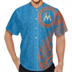 68633999a6f2c_1 Men's Miami Marlins Blue Baseball Jersey