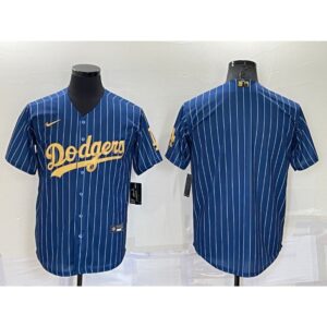 686339b2ad975_1 Men's Los Angeles Dodgers Blank Navy/Gold Cool Base Stitched Baseball Jersey