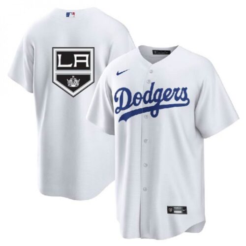 686339e29ab57_1 Men's Los Angeles Dodgers & Kings White Cool Base Stitched Jersey