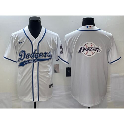 686339e4ed2d0_1 Men's Los Angeles Dodgers White Team Big Logo Cool Base Stitched Baseball Jersey