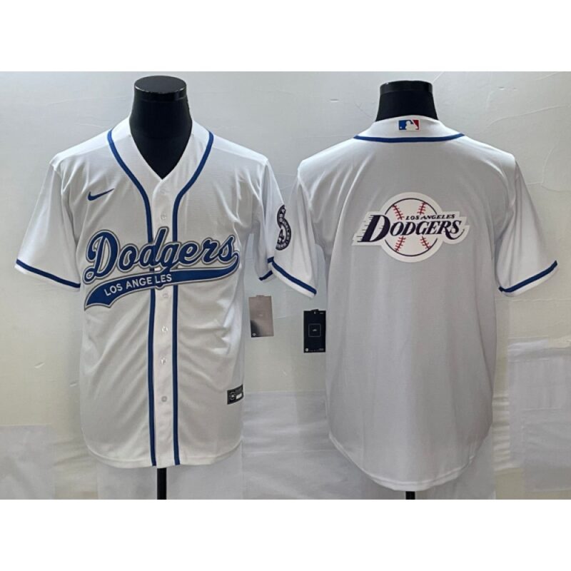 686339e4ed2d0_1 Men's Los Angeles Dodgers White Team Big Logo Cool Base Stitched Baseball Jersey