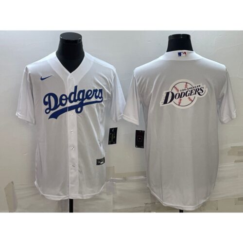 686339ef19d22_1 Men's Los Angeles Dodgers White Team Big Logo Cool Base Stitched Baseball Jersey