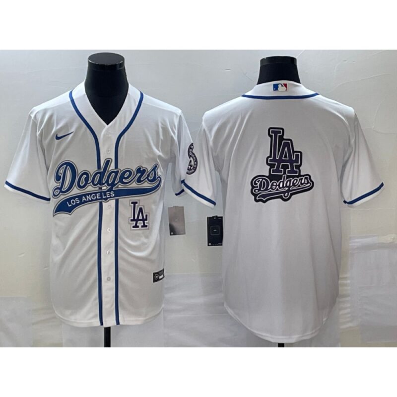 686339f9429df_1 Men's Los Angeles Dodgers White Team Big Logo With Patch Cool Base Stitched Baseball Jersey