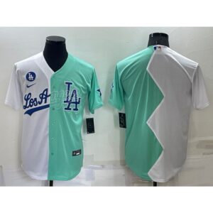 68633a0adbcf5_1 Men's Los Angeles Dodgers Blank 2022 All-Star White/Green Cool Base Stitched Baseball Jersey