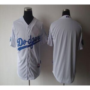 68633a409e147_1 Dodgers Blank White With 50th Anniversary Dodger Stadium Patch Stitched MLB Jersey
