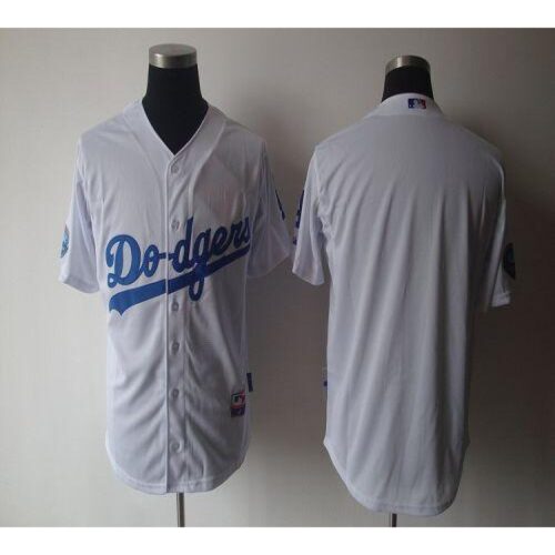 68633a409e147_1 Dodgers Blank White With 50th Anniversary Dodger Stadium Patch Stitched MLB Jersey