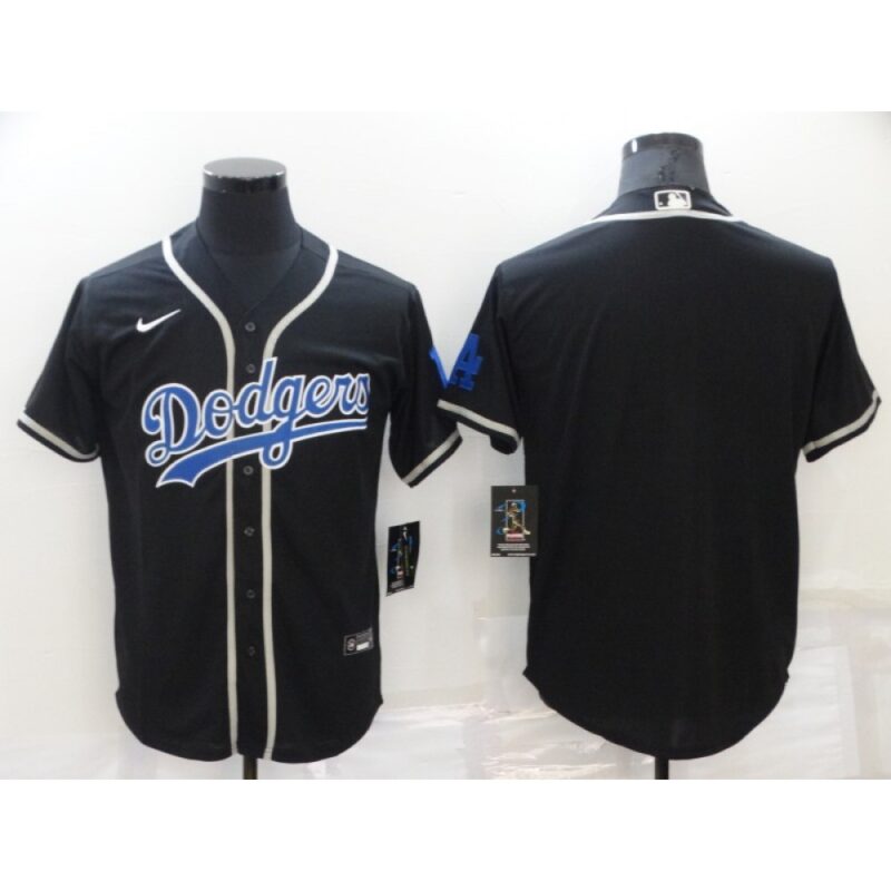 68633a4f72f24_1 Men's Los Angeles Dodgers Blank Black Cool Base Stitched Baseball Jersey