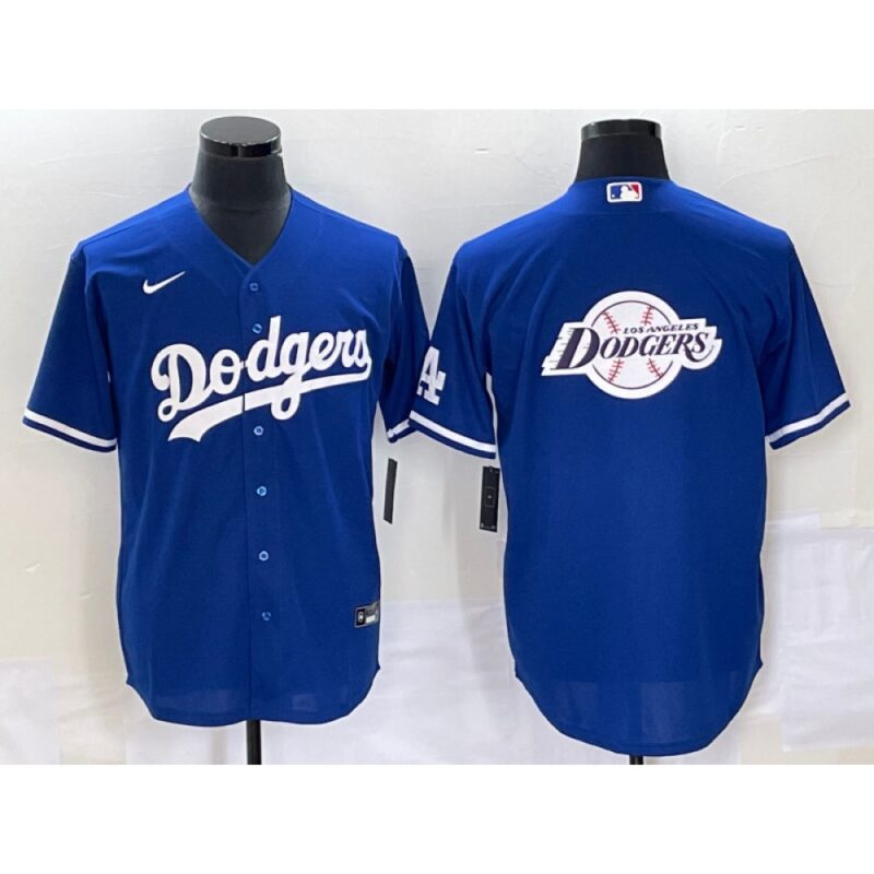 68633a74d6523_1 Men's Los Angeles Dodgers Blue Team Big Logo Cool Base Stitched Baseball Jersey