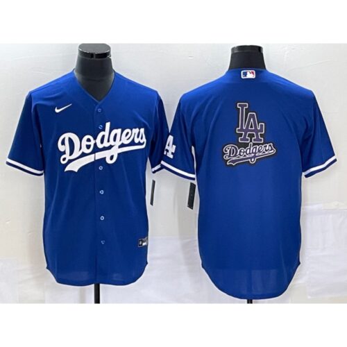 68633a7770bdd_1 Men's Los Angeles Dodgers Blue Team Big Logo Cool Base Stitched Baseball Jersey