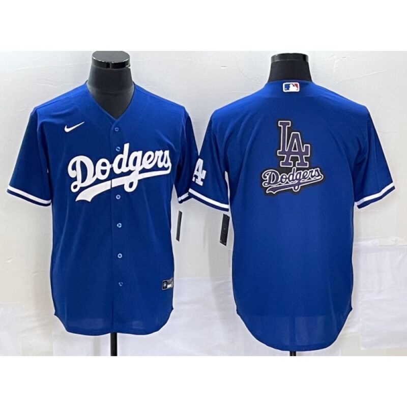 68633a7770bdd_1 Men's Los Angeles Dodgers Blue Team Big Logo Cool Base Stitched Baseball Jersey