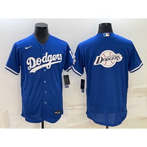 68633a7c83be1_1 Men's Los Angeles Dodgers Blue Team Big Logo Flex Base Stitched Baseball Jersey