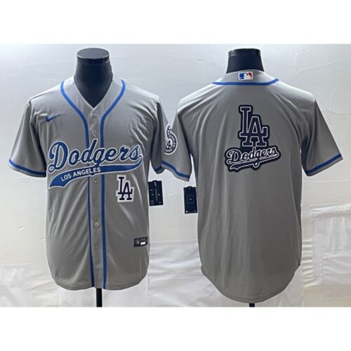 68633a8e15fc8_1 Men's Los Angeles Dodgers Gray Team Big Logo With Patch Cool Base Stitched Baseball Jersey
