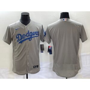 68633a909db77_1 Men's Los Angeles Dodgers Blank Grey Flex Base Stitched Baseball Jersey