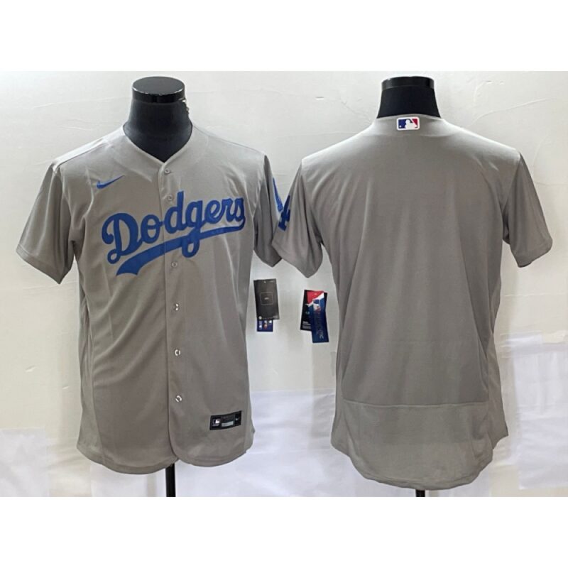 68633a909db77_1 Men's Los Angeles Dodgers Blank Grey Flex Base Stitched Baseball Jersey