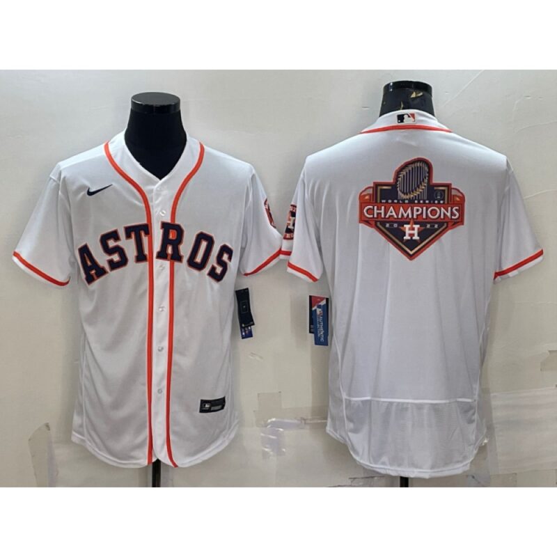 68633af24629d_1 Men's Houston Astros White 2022 World Series Champions Team Big Logo Flex Base Stitched Jersey