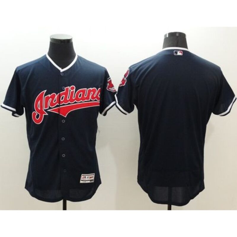 68633b7aecb95_1 indians Blank Navy Blue Flexbase Authentic Collection Stitched MLB Jersey