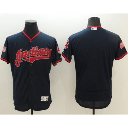 68633b88161c3_1 indians Blank Navy Blue Fashion Stars & Stripes Flexbase Authentic Stitched MLB Jersey