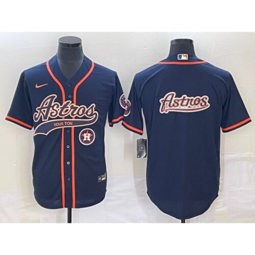 68633bcce5d67_1 Men's Houston Astros Navy Team Big Logo With Patch Cool Base Stitched Baseball Jersey