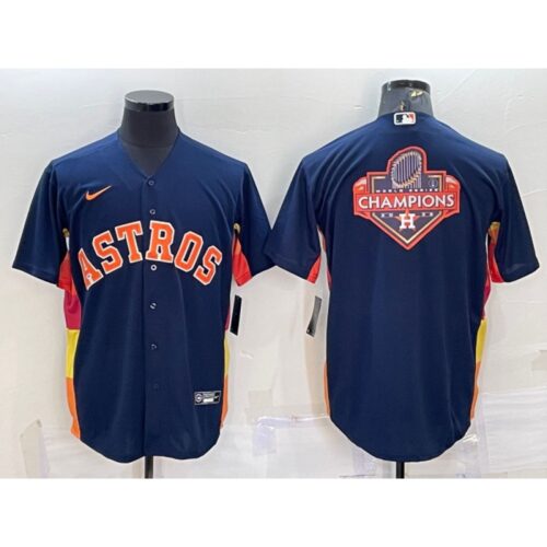 68633bdbd9fbe_1 Men's Houston Astros Navy 2022 World Series Champions Team Big Logo Cool Base Stitched Jersey