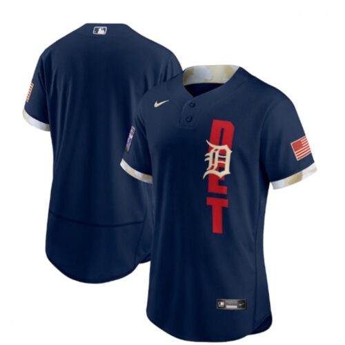 68633c305d86e_1 Men's Detroit Tigers Blank 2021 Navy All-Star Flex Base Stitched MLB Jersey