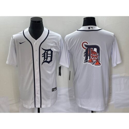 68633c44c86e7_1 Men's Detroit Tigers White Team Big Logo Cool Base Stitched Jersey
