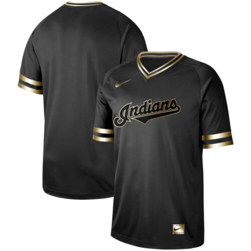 68633d4ab1c21_1 Men's Cleveland indians Black Gold Stitched MLB Jersey