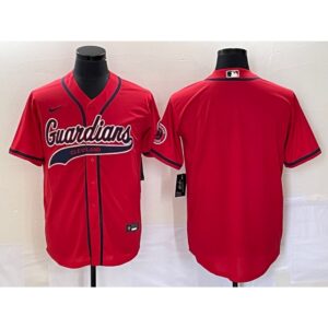 68633d828c8a2_1 Men's Cleveland Guardians Blank Red With Patch Cool Base Stitched Baseball Jersey