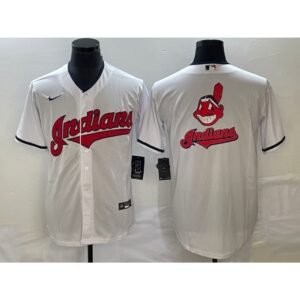 68633d8a13076_1 Men's Cleveland Guardians White Team Big Logo Cool Base Stitched Jersey