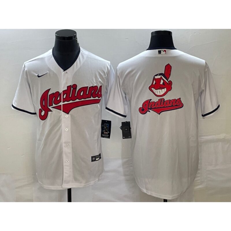 68633d8a13076_1 Men's Cleveland Guardians White Team Big Logo Cool Base Stitched Jersey